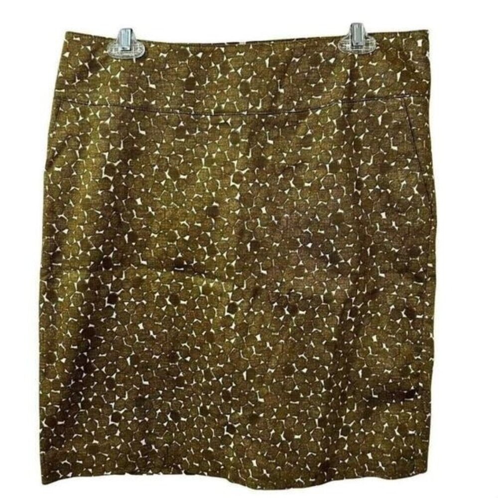 Merona skirt Womens size 8 Gold cotton blend shell polyester liner side zip